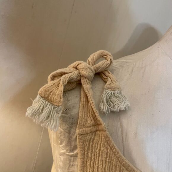 FREE PEOPLE Tie Shoulder Crop TOP Crinkle Gauze S - Picture 2 of 7